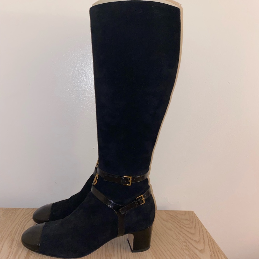 Gucci Geraldine Suede Patent GG Knee High Boot - Picture 6 of 10